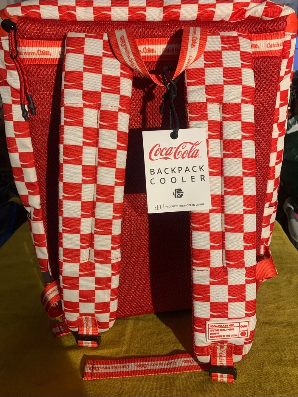 Coca Cola x Hex Red and White Checkerboard Backpack Cooler